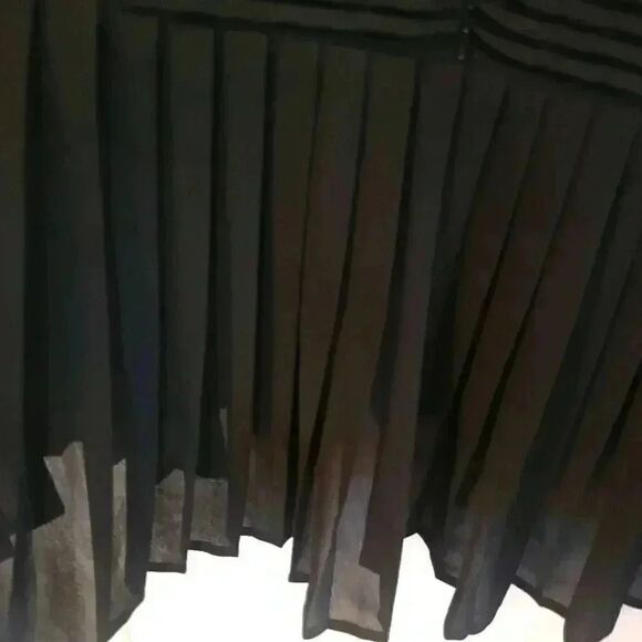 Freeway Women's Black Poly Georgette Beaded Pleated Drop Waist Sleeveless Lined - Picture 7 of 12